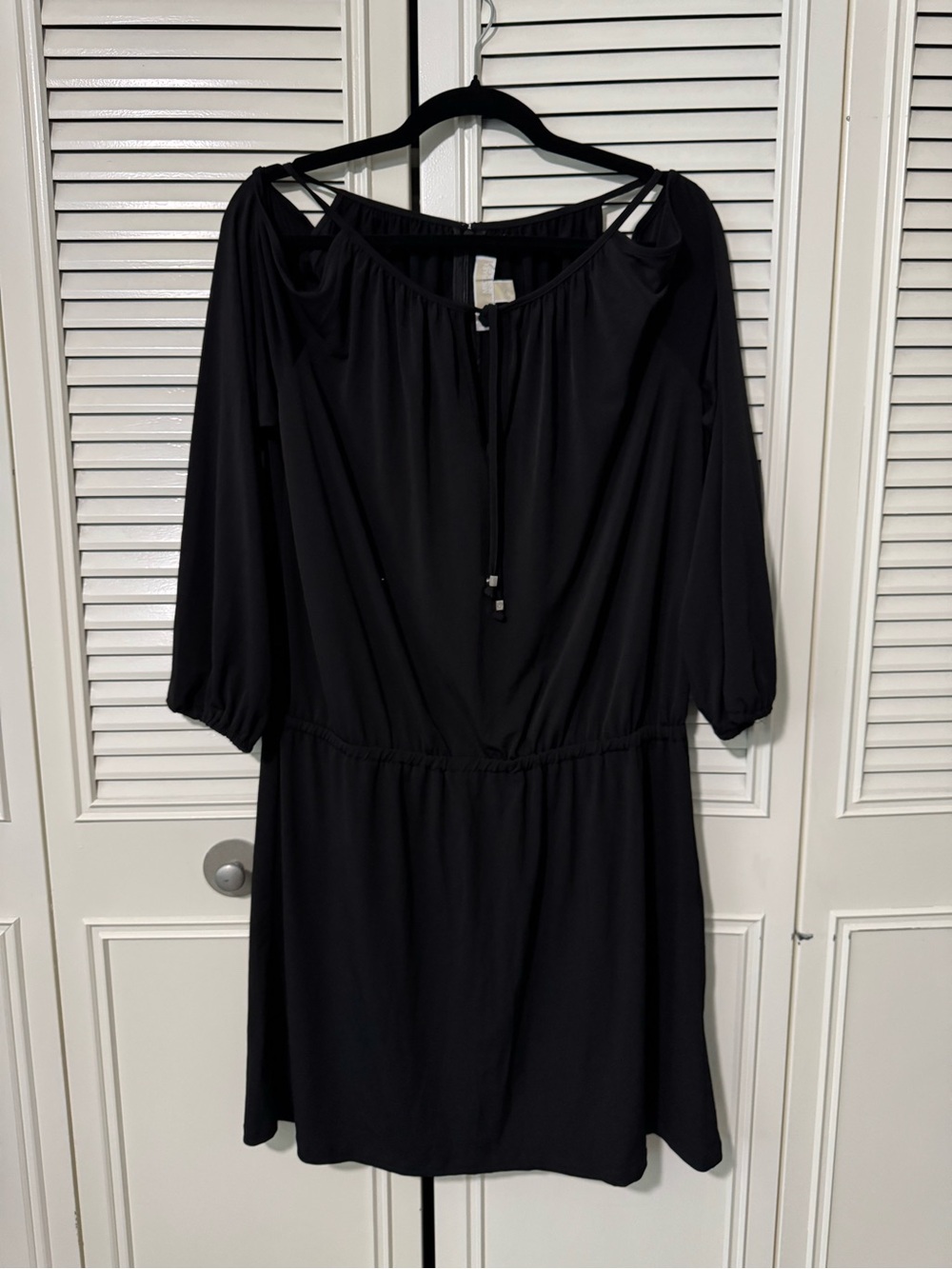 Michael Kors Black Mini Dress with Cold-Shoulder Straps